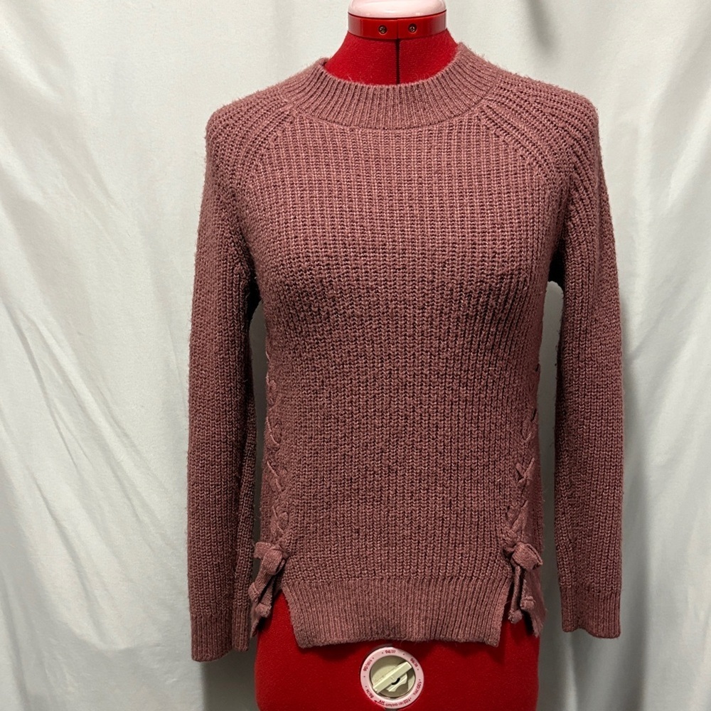 George Women's Dusty Rose Sweater Side Ties Extra Large